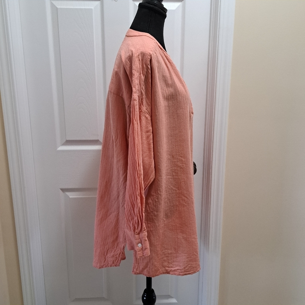 O'Neill Cotton Gauze Swim Cover Up Tunic Blouse Clay Orange Coral  Size Medium - Picture 5 of 14